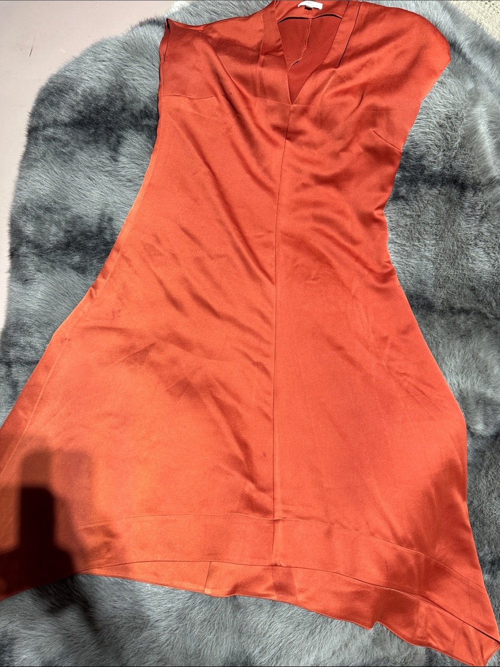 Halston Heritage Rust Orange V-Neck Mini Dress